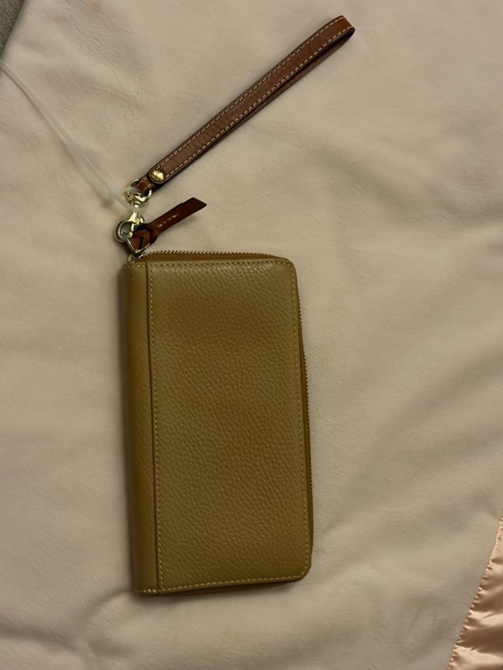 Dooney & Bourke Pebble Grain Folded Zip Wristlet - tan - Picture 5 of 6